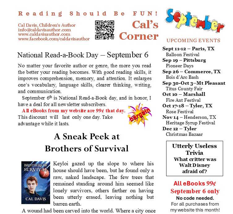 September 2026 newsletter - Top Section